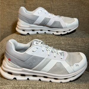 On Women's Cloudrunner Sneakers in the White/Frost Size 9